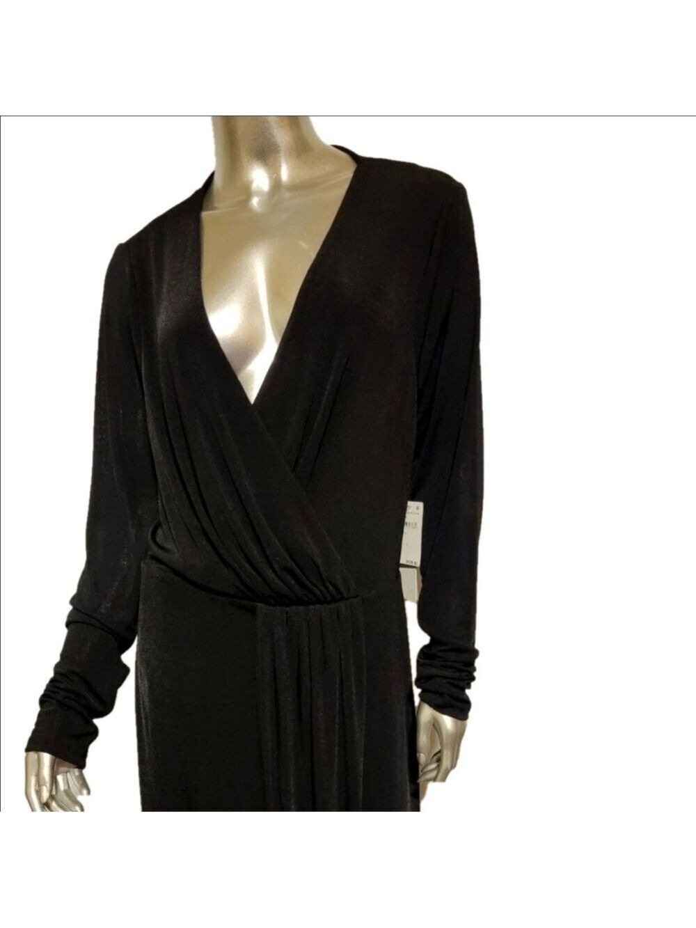 Good American Black Faux Wrap Dress Size 4